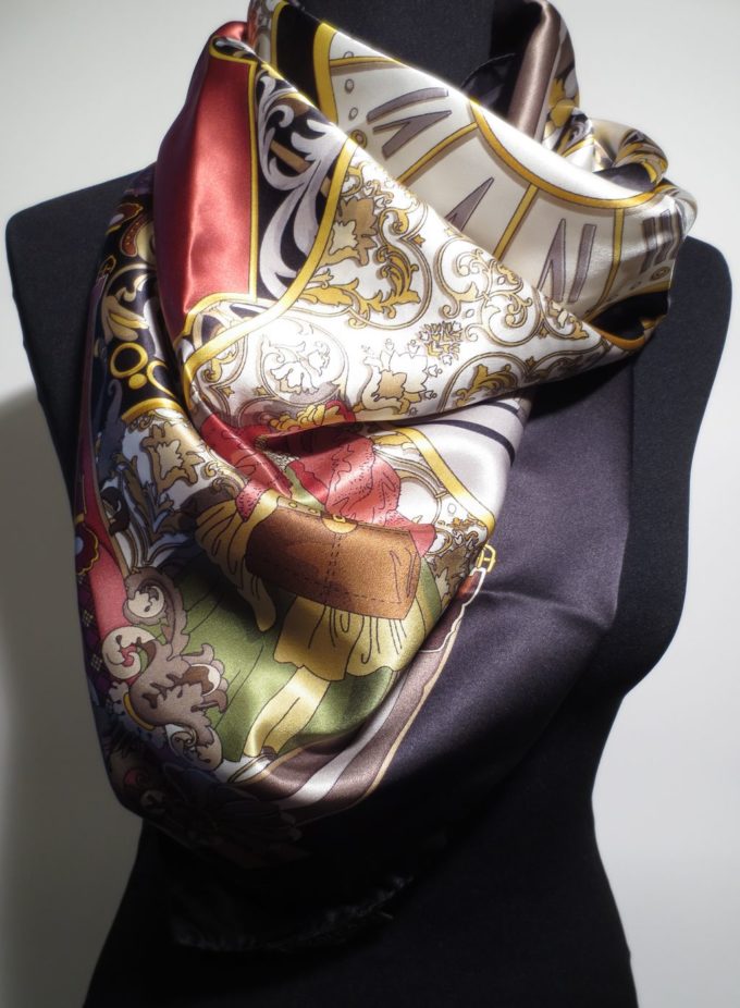 Pure silk square scarf 47053 - Azalea Bellagio - Silk of Como