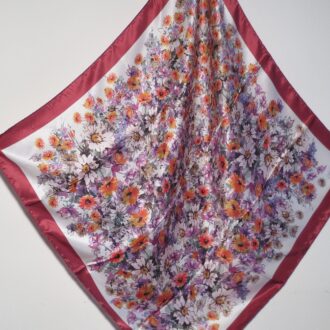 Pure silk square scarf 47084 - Azalea Bellagio - Silk of Como